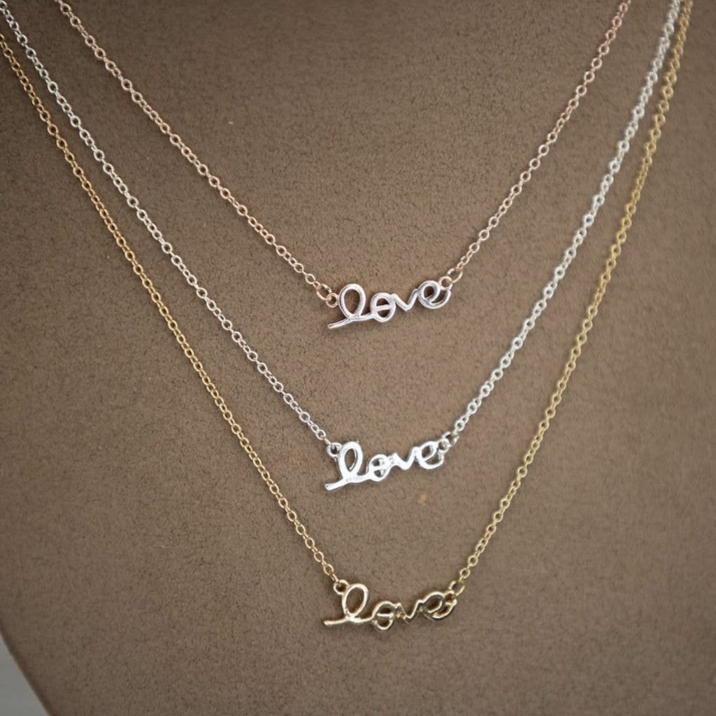 Script Love Necklace - Gold