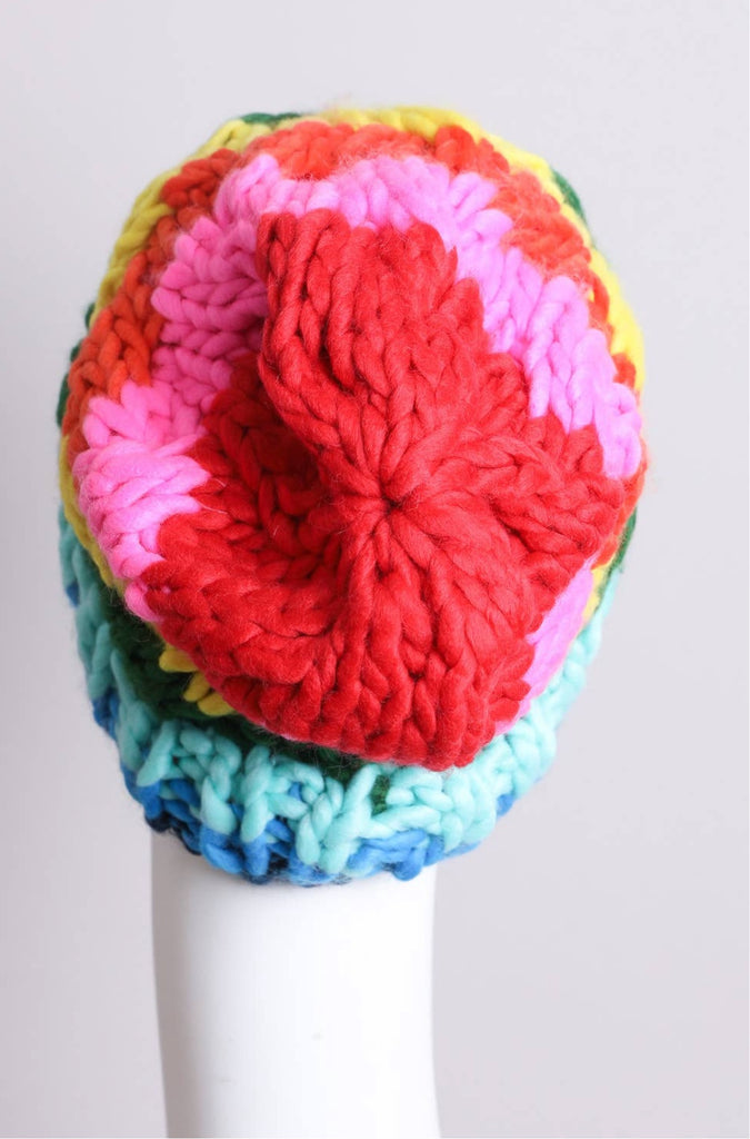 Oversized Yarn Rainbow Beanie