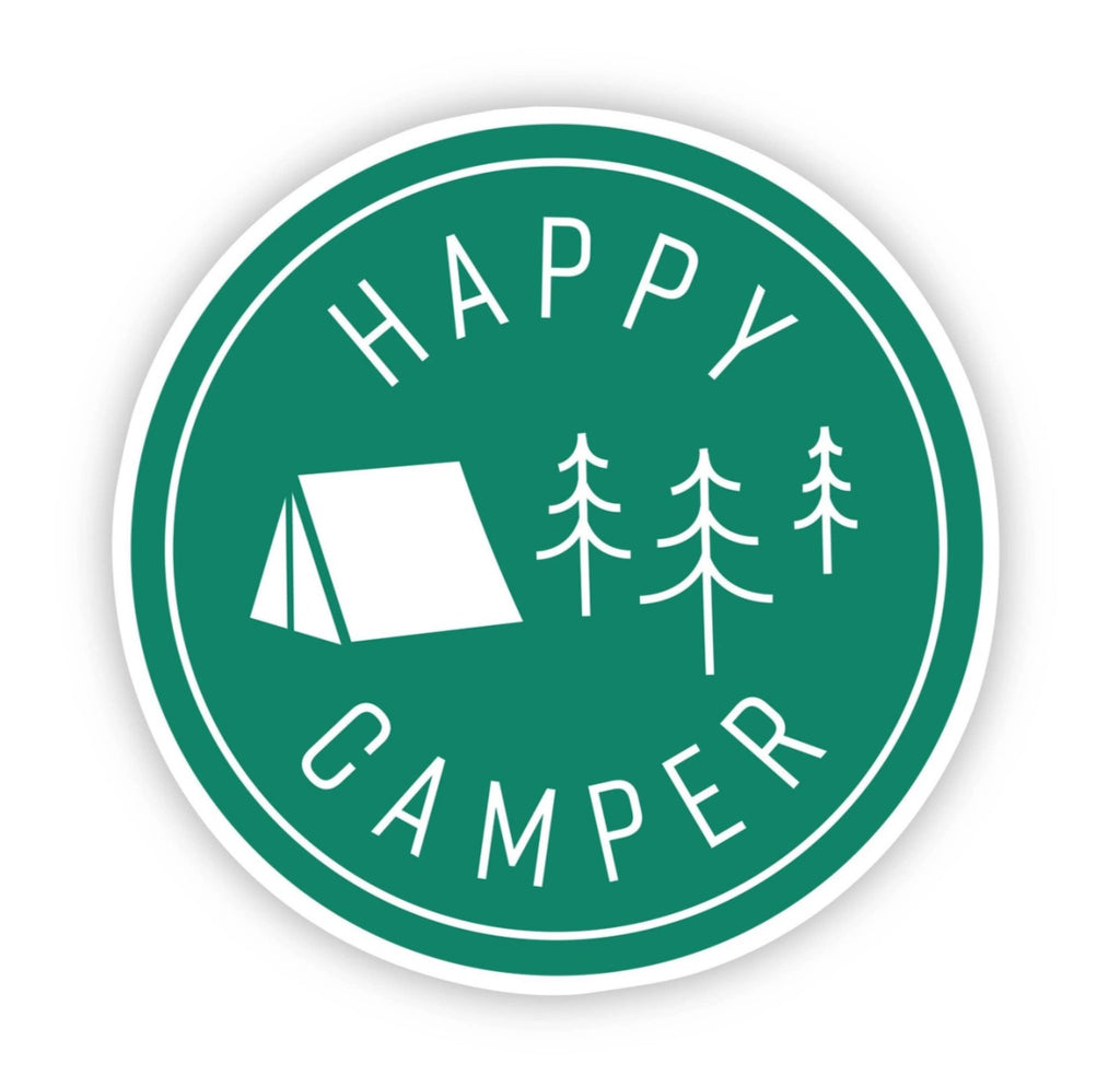 Happy Camper Green Tent Sticker