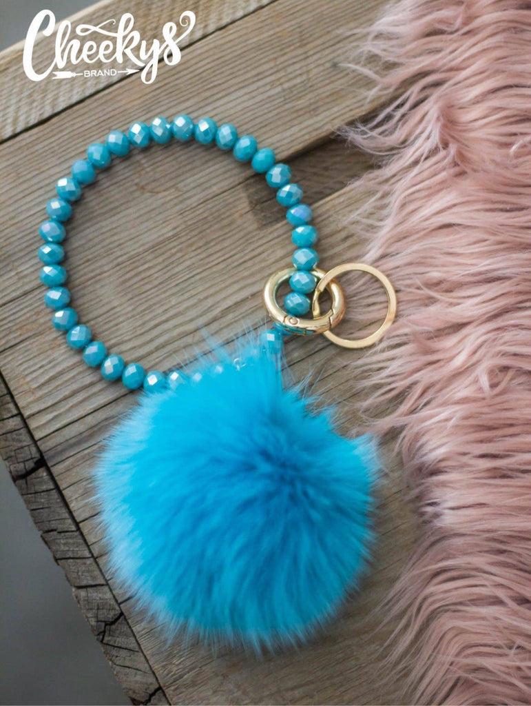 Puff-Ball with Bling Wristlet Key Holder