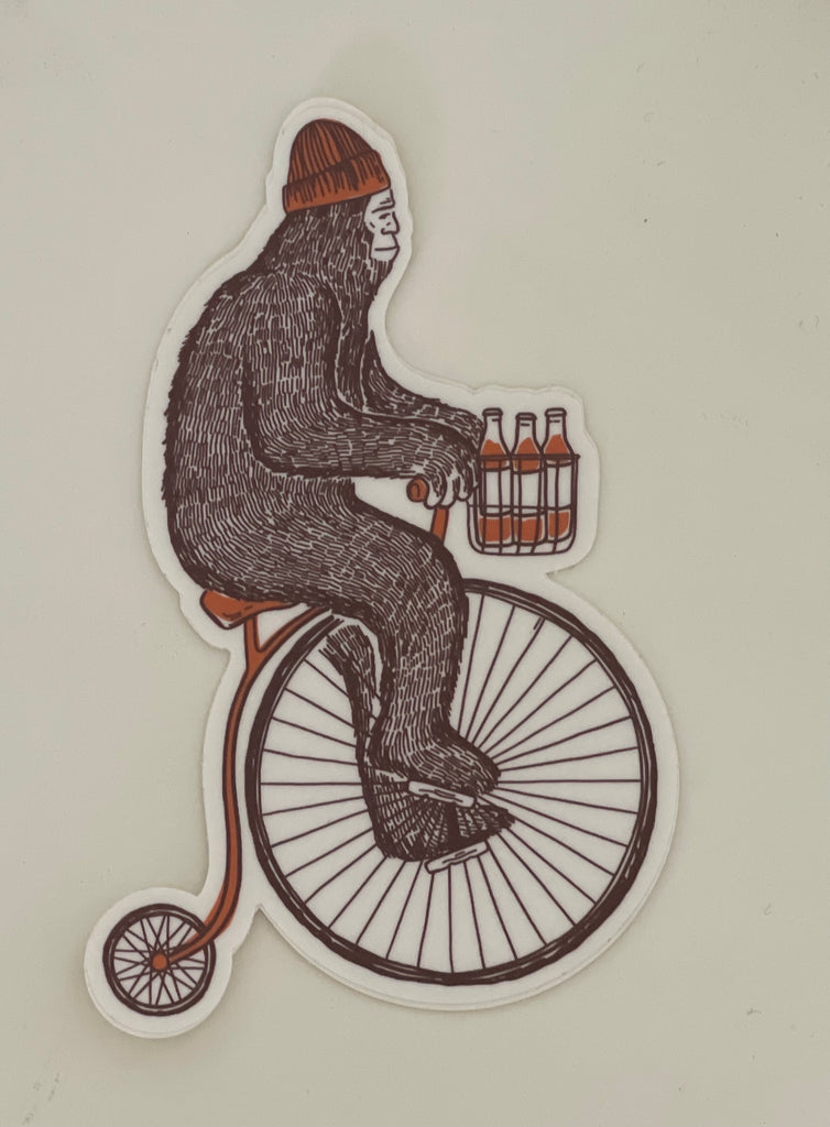 Vinyl Sticker - Sasquatch on a bicycle