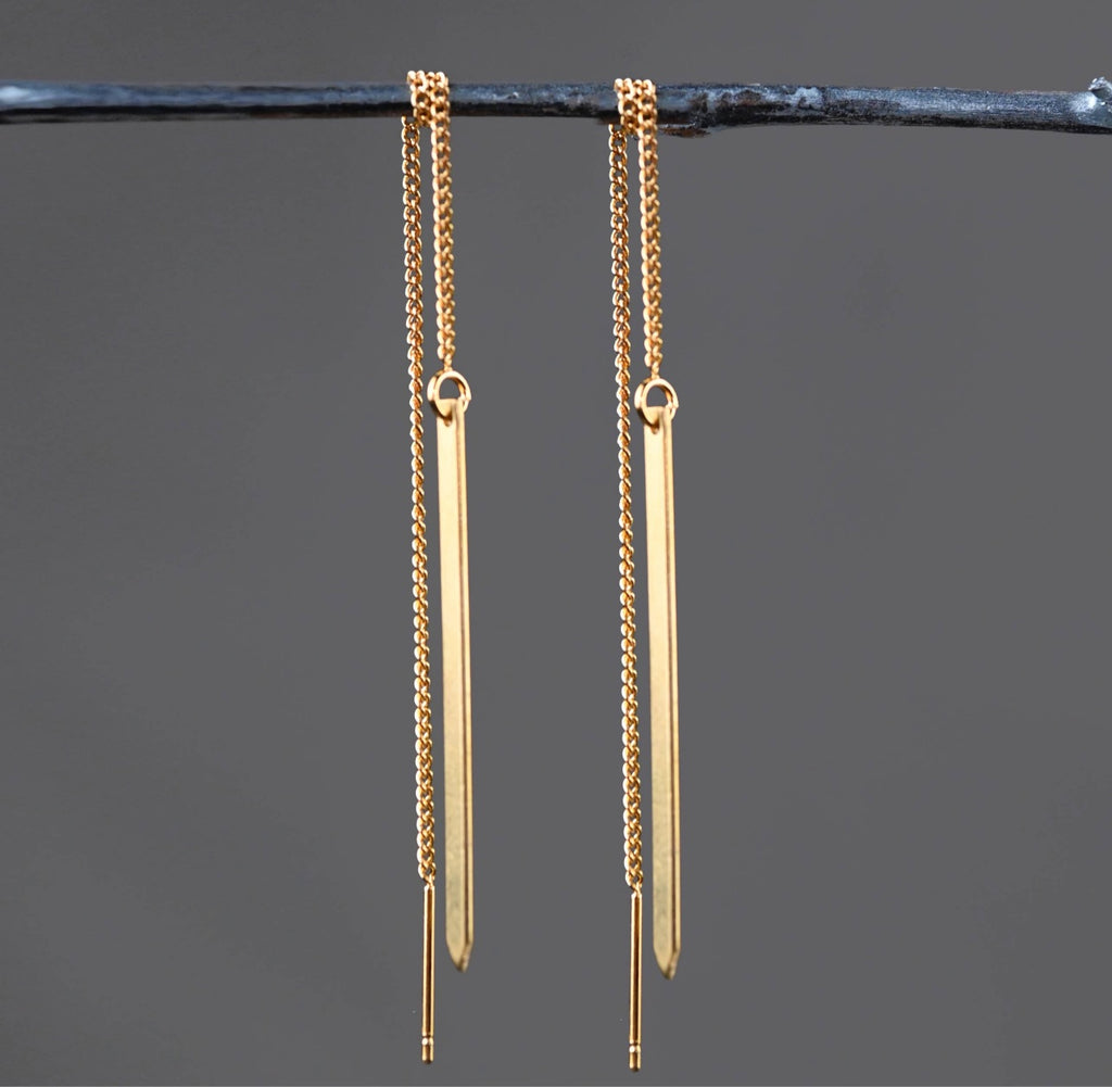 Simple Bar Delicate Threader Earrings